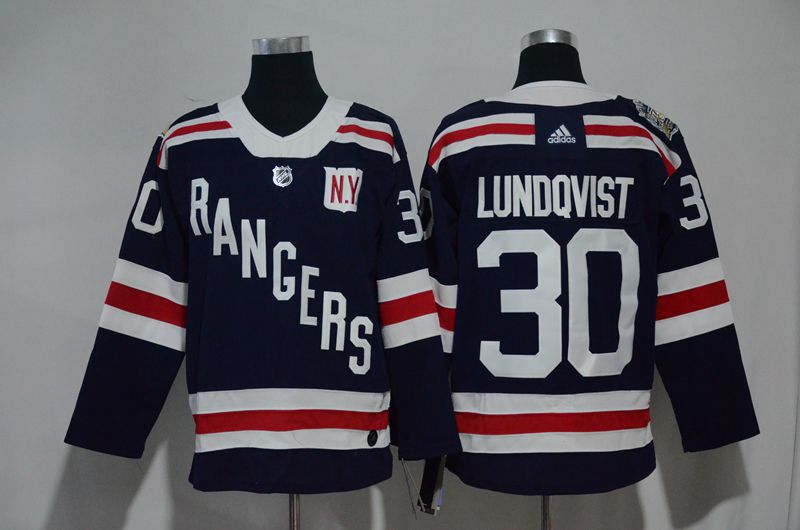 2017 Men NHL New York Rangers 30 Lundqvist blue Adidas jersey